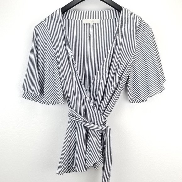 LOFT Tops - New Loft Full Wrap Stripe Blouse
